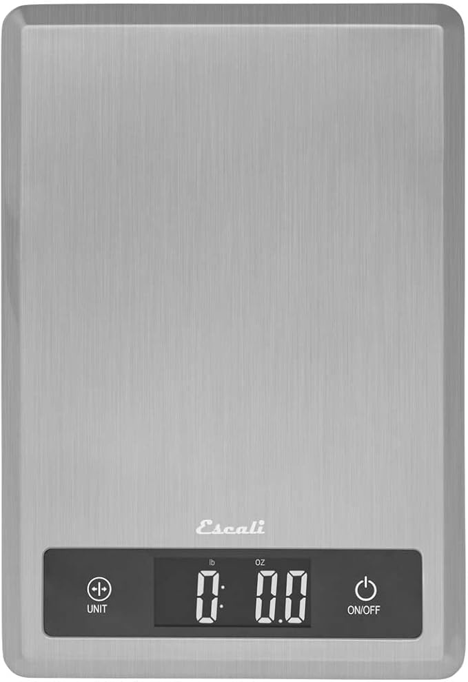 Escali T115S Ultra Thin Kitchen, Office, Herb Scale, Tare Functionality, LCD Digital Display, 11lb Capacity, Silver
