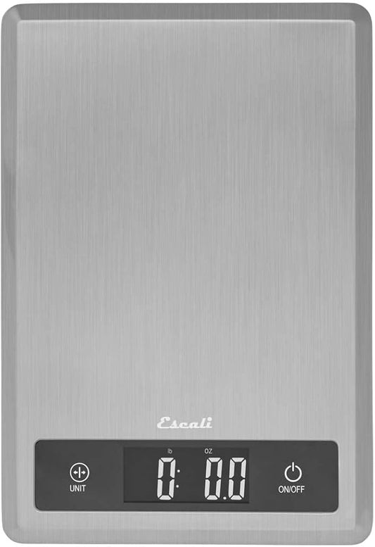 Escali T115S Ultra Thin Kitchen, Office, Herb Scale, Tare Functionality, LCD Digital Display, 11lb Capacity, Silver