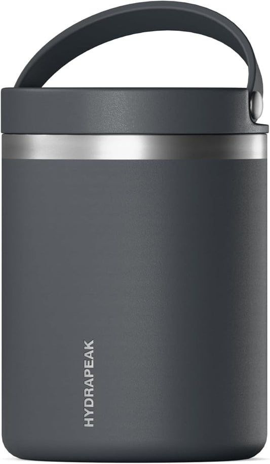Hydrapeak 32oz Stainless Steel Vacuum Insulated Thermos Food Jar | Thermos for Hot Food and Cold Food, Wide Mouth Leak-Proof Soup Thermos for Adults, 10 Hours Hot and 16 Hours Cold (Grey Matter)