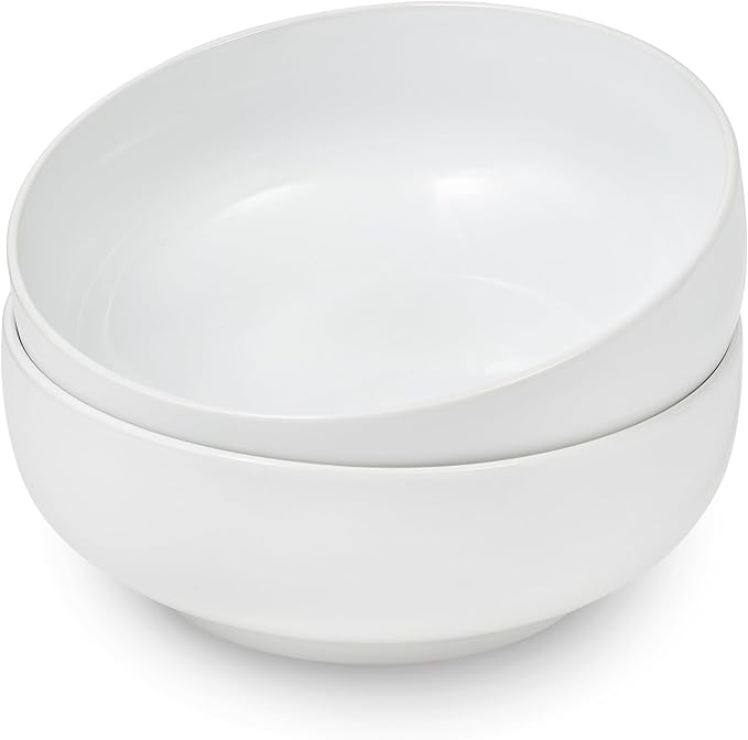 Sheffield Home Large Stoneware Serving Bowl Set - 86oz Capacity 9.5" Large Serving Bowls for Salad, Pasta, Mixing - Dishwasher and Microwave Safe Ceramic - White