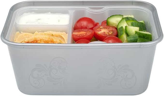 Restaurantware TRAYS ONLY: Futura 10 Ounce Trays For Meal Prep Containers 100 Microwavable Trays For 32 Or 37 Ounce Containers - Containers Sold Separately 3 Compartments White Plastic Food Trays
