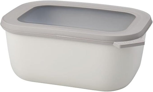Mepal Cirqula 34oz/1,000ml Circular Rectangular Multi Food Storage & Serving Container with Transparent Lids | Perfect for Food Prep | Microwave & Dishwasher Safe | Nordic White | Made in Holland