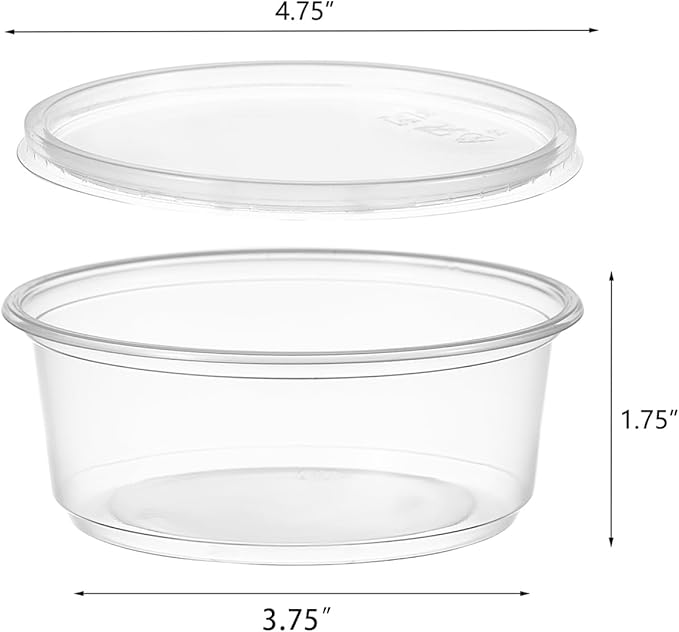 FULING [50 Set - 8 oz. Plastic Deli Food Storage Containers With Lids Disposable Clear Small Togo Containers …