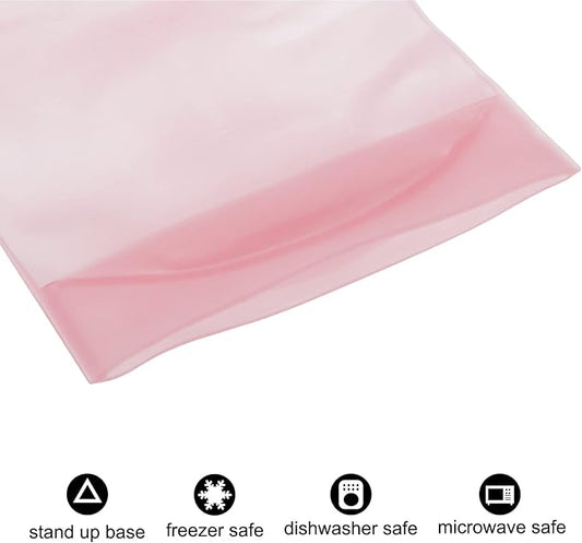 Reusable Silicone Food Storage Bags 3Pcs, Reusable Freezer Bags, Leakproof Reusable Storage Bags for Meats Fruits Veggies-Pink+White+Blue