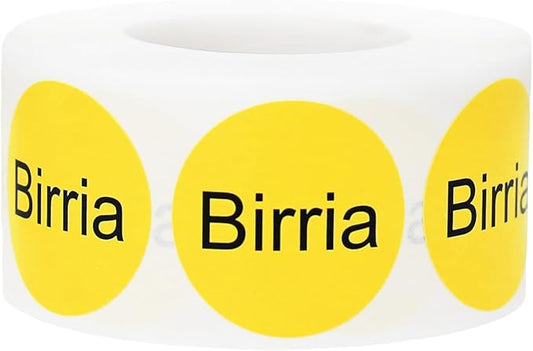 Yellow with Black Birria Circle Dot Adhesive Stickers, 1 Inch Round Labels, 500 Total Stickers
