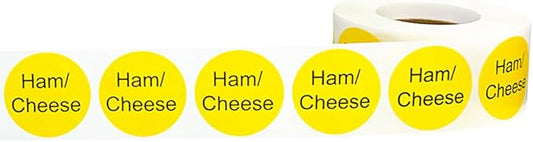 Yellow with Black Ham/Cheese Circle Dot Adhesive Stickers, 1 Inch Round Labels, 500 Total Stickers