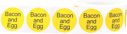 Bacon and Egg Deli Labels 1 Inch Round Circle Dots 500 Total Stickers