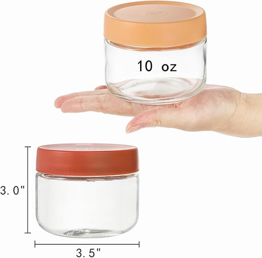 8 Pack Glass Jar with Airtight Lid, 10 oz Overnight Oats Container, Clear Food Yogurt Container to Go, Leak Proof Glass Candy Canning Jars for Food Prep, Spice, Snacks, Jam, Beans, Kitchen