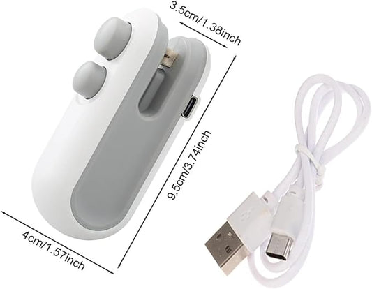 Mini Bag Sealer 2 Pack Bag Sealer with Cutter and Magnet 2 in 1 Mini Bag Resealer Machine Portable Handheld Rechargeable Heat Vacuum Food Sealer for Plastic Bags Snacks & Food Storage (2, white)