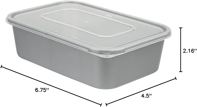 Restaurantware Futura 22 Ounce Meal Prep Containers With Lids 100 Microwavable To Go Containers - Disposable For Packaging Lunches or Take Out Orders Silver Plastic Food Containers With Lids
