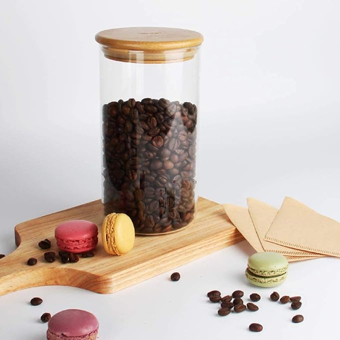 SIXAQUAE Glass Food Storage Containers Jar Seal Bamboo Lids 1200ml Airtight Canister Organization Sets Stackable