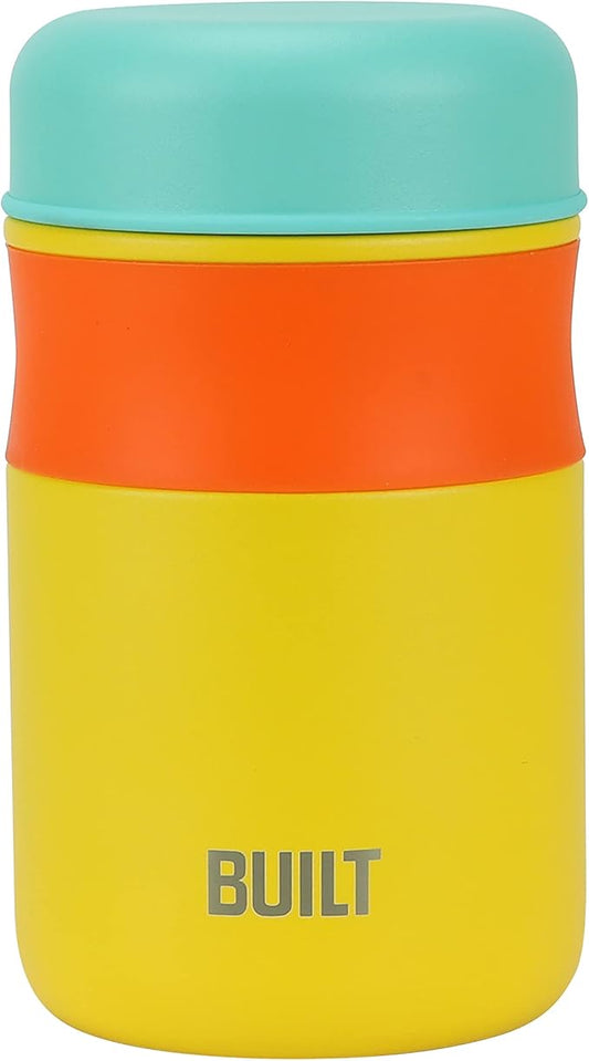 BUILT 16 Ounce Vacuum Insulated Food Jar Tumbler Double Wall Citrus Sunrise Stripe