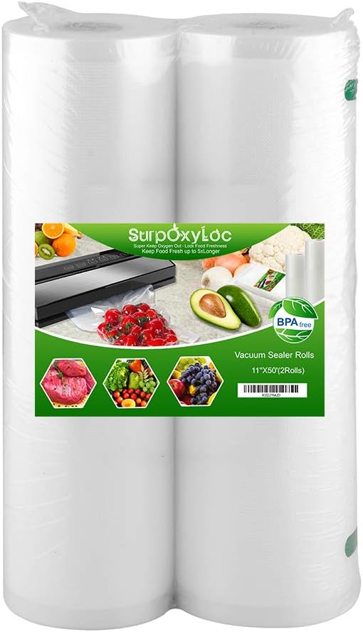SurpOxyLoc 2 Pack 11x50 Vacuum Sealer Bags Rolls with BPA Free,Heavy Duty,Great for Sous Vide and Vac Seal storage