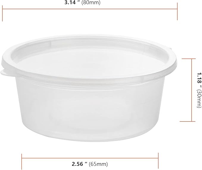 SEUNMUK 200 Pack 4 OZ Leak Proof Plastic Condiment Souffle Containers with Attached Lids, Plastic Portion Cups with LidsPlastic, Sauce Cups for Salad Dressing, Spices