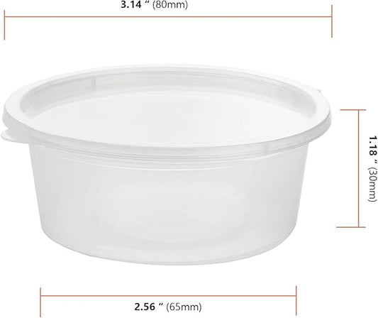 SEUNMUK 200 Pack 4 OZ Leak Proof Plastic Condiment Souffle Containers with Attached Lids, Plastic Portion Cups with LidsPlastic, Sauce Cups for Salad Dressing, Spices