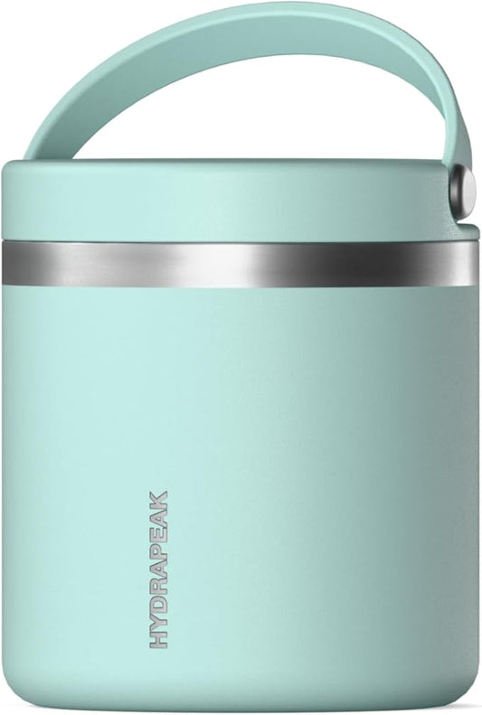 Hydrapeak 25oz Stainless Steel Vacuum Insulated Thermos Food Jar | Thermos for Hot Food and Cold Food, Wide Mouth Leak-Proof Soup Thermos for Adults, 10 Hours Hot and 16 Hours Cold (Fresh Mint)