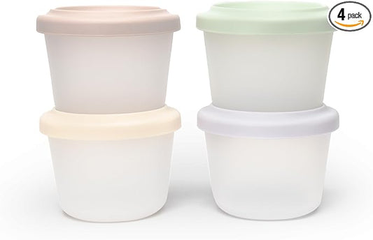 4 Pack Small Silicone Snack Containers with Lids 4 oz Reusable Food Storage Containers Bento Lunch Snack Pots for Adults & Kids Meal Prep Containers BPA Free