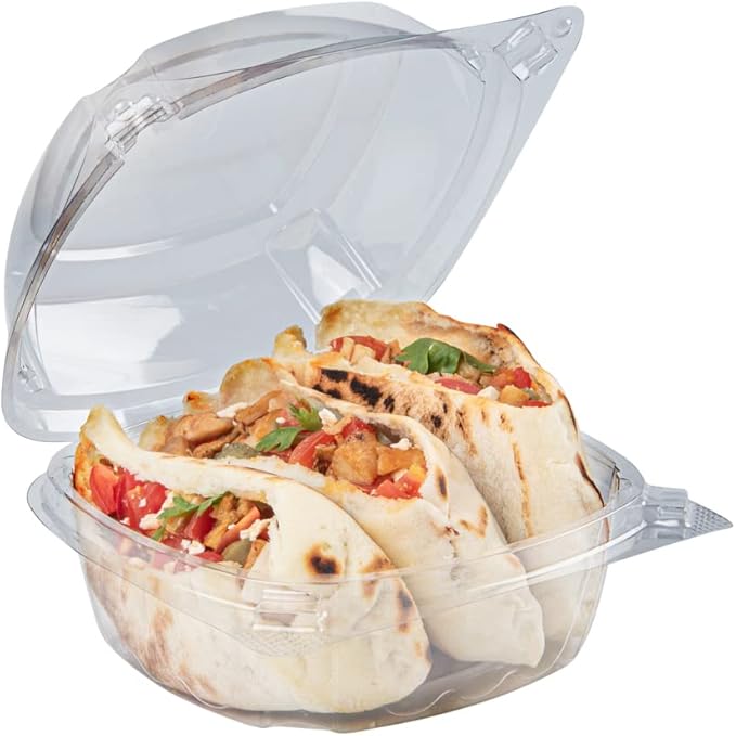 Restaurantware Thermo Tek 18.6 Ounce Clamshell Containers 100 Anti-Fog To Go Food Containers - Freezable Rectangle Clear Plastic Food Packaging Containers Disposable