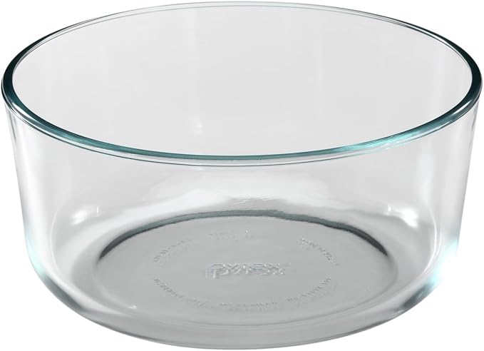 Pyrex Storage Plus 7-Cup Round Glass Food Storage Dish, Blue Cover, Pack of 2 - Original Genuine Pyrex - Made in the USA