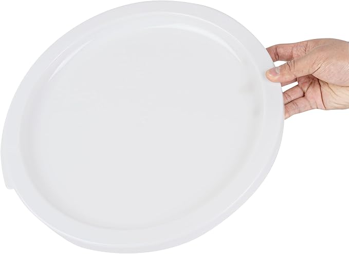 Restaurantware-LIDS ONLY: Met Lux Food Container Lids, 10 Round Lids For Storage Containers - Containers Sold Separately, With Pull-Corner Tab, White Plastic Lids, Dishwashable, Freezable