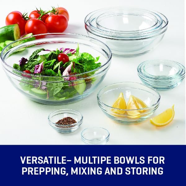 Anchor Hocking 10 Piece Mixing Bowl Set, Nesting Serving Bowls & Mixing Bowls (1 oz, 2 oz, 4 oz, 6 oz, 10 oz, 16 oz, 1 Qt, 1.5 Qt, 2.5 Qt, 3.5 Qt)