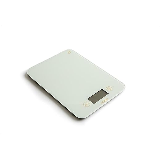 Noom Digital Kitchen Scale: Accurate Precision, LCD Display for Clarity, Stylish Black, Blue, or Off-White. Battery Included for Seamless Operation. (White)