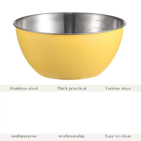 Stainless Steel Salad Bowls Set of 2 Mixing Bowl with Measurement Markings Snacks Bowls, 4.23 Quart Serving Bowls for Mixing, Cooking, Baking, Prepping and Home Kitchen Food Storage Bowls