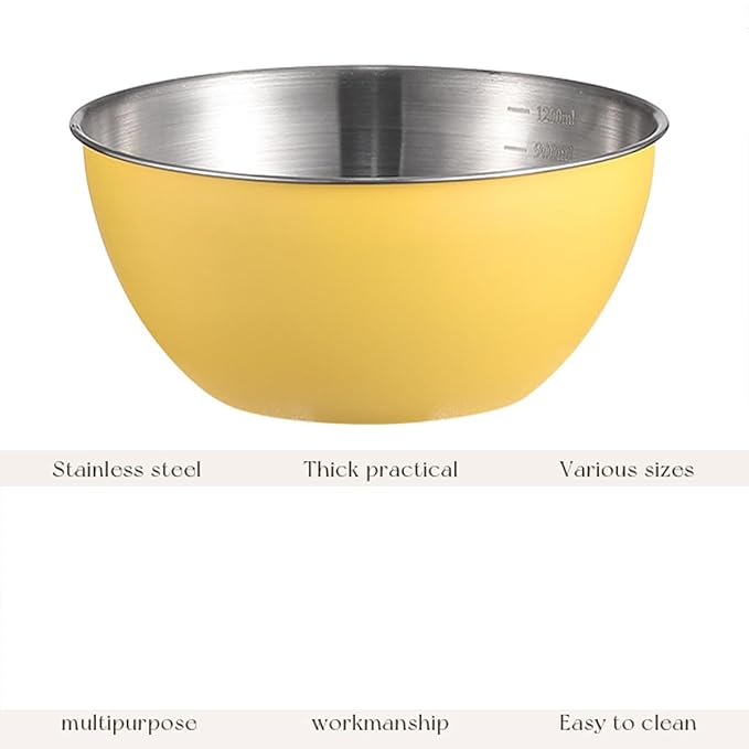 Stainless Steel Salad Bowls Set of 2 Mixing Bowl with Measurement Markings Snacks Bowls, Small 0.74 Quart Serving Bowls for Mixing, Cooking, Baking, Prepping and Home Kitchen Food Storage Bowls