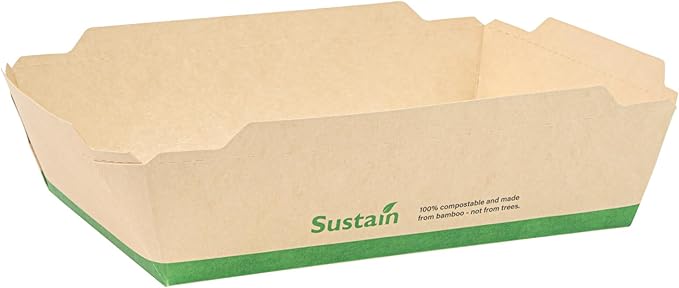 Restaurantware-Sustain 34 Ounce Sturdy Paper Take Out Boxes, 200 Disposable Take Out Food Containers - With PLA lining, Lids Sold Separately, Bamboo Paper Containers, Compostable, Click-Lock Design