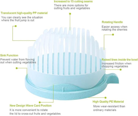 Salad Cutter Bowl,Salad Chopper Easy Salad Maker, Veggie Choppers and Dicers,Veggie Chopper,Multi-Functional Fast Salad Cutter Bowl Safe and Non-Toxic Food Grade BPA Free Material