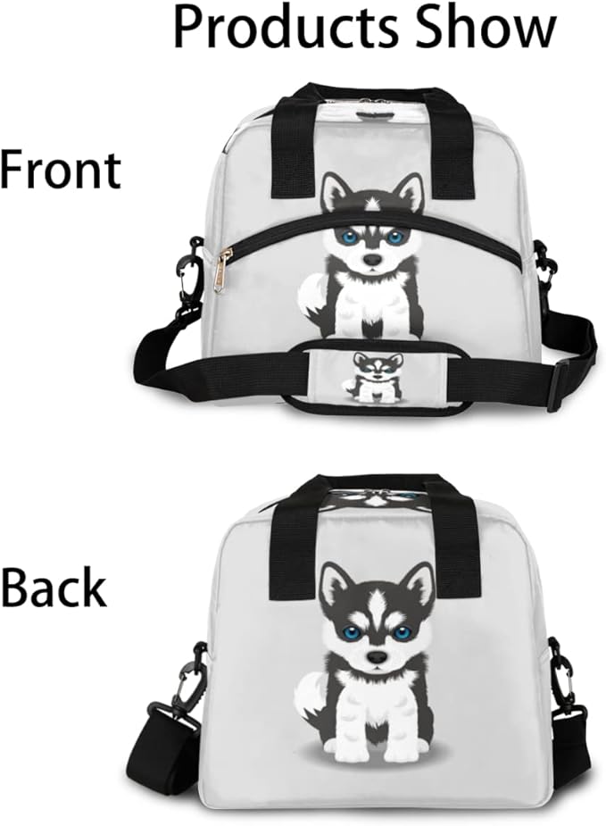Pardick Reusable Lunch Bag for Women Men Adult Kids, Insulated Lunch Tote Bag Organizer, Cute Dog Cooler Lunch Box with Adjustable Shoulder Strap for Outdoor Work School and Picnic