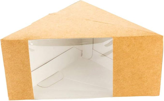 Restaurantware Cafe Vision 4.8 x 3.2 Inch Sandwich Paper Boxes, 200 Large Sandwich Wedge Boxes - With Window, Disposable, Kraft Paper Triangle Sandwich Containers, Grease-Resistant Lining