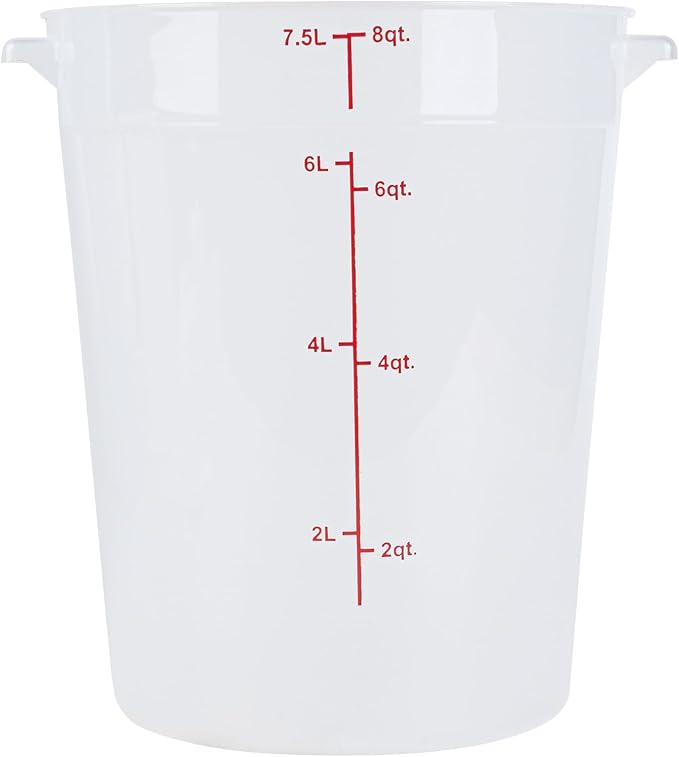 Restaurantware-Met Lux 8 Quart Food Storage Container, 1 Translucent Storage Container - Lids Sold Separately, Red Volume Markers, Dishwashable Container, Side Handles, For Storing Foods