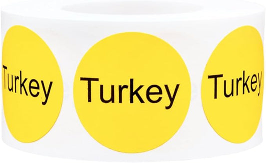 Yellow with Black Turkey Circle Dot Adhesive Stickers, 1 Inch Round Labels, 500 Total Stickers