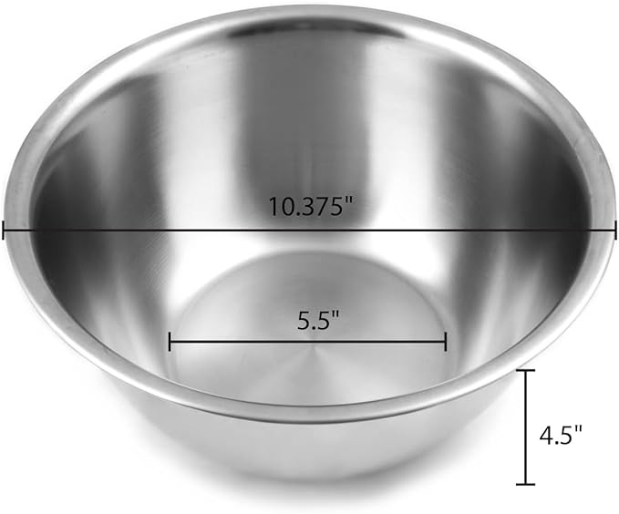 Fox Run Stainless Steel Large Mixing Bowl, 10.25 x 5.25 inches, 4.25 Quart Capacity