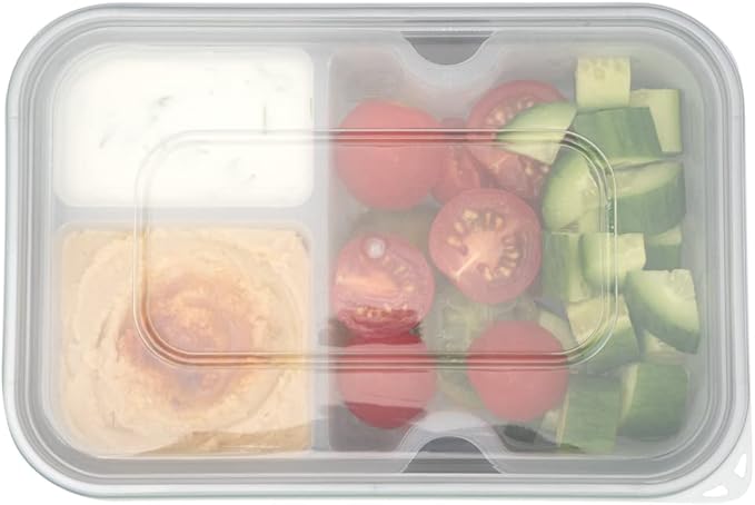 Restaurantware TRAYS ONLY: Futura 10 Ounce Trays For Meal Prep Containers 100 Microwavable Trays For 32 Or 37 Ounce Containers - Containers Sold Separately 3 Compartments White Plastic Food Trays