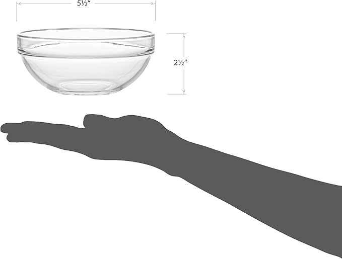 Red Co. 0.6 Quart Fully Tempered Clear Glass Mixing and Prepping Bowl with Safety Rim, Standard