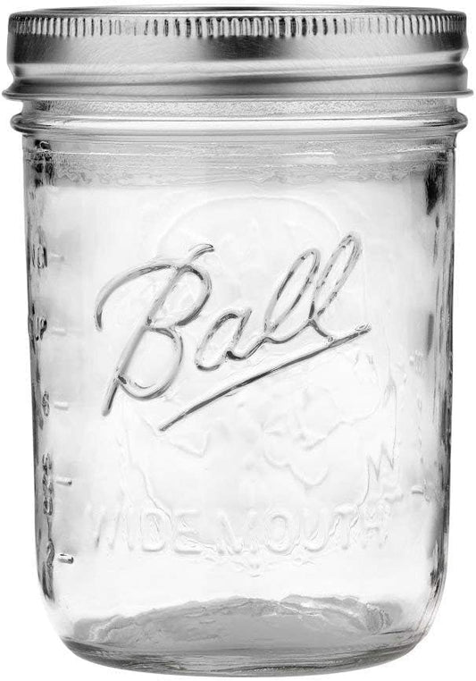 Ball Wide Mouth Glass Mason Jars with Lids and Bands, Used for Canning, Pickling, Juice, Jam, Jelly, Pint Size 16 Ounce (Pack of 4)