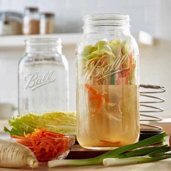 Ball Wide Mouth Glass Mason Jars with Lids and Bands, Used for Canning, Pickling, Juice, Jam, Jelly, Half Gallon Size 64 Ounce (Pack of 4)