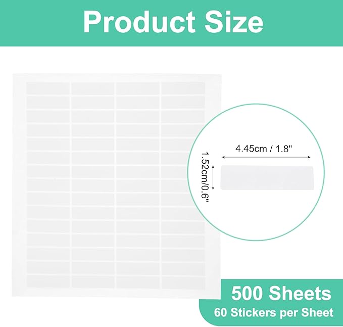 MECCANIXITY 500 Sheets Barcode Label 1.8 x 0.6 inch Printable Laser and Inkjet Labels Address Labels for Copier Mailing Shipping Labels File Folders Envelopes, 60 Per Page, 30000 Labels