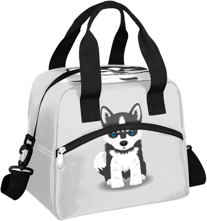 Pardick Reusable Lunch Bag for Women Men Adult Kids, Insulated Lunch Tote Bag Organizer, Cute Dog Cooler Lunch Box with Adjustable Shoulder Strap for Outdoor Work School and Picnic