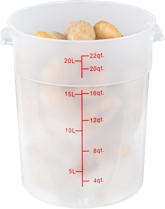 Restaurantware-Met Lux 22 Quart Food Storage Container, 1 Translucent Storage Container - Lids Sold Separately, Red Volume Markers, Dishwashable Container, Side Handles, For Storing Foods