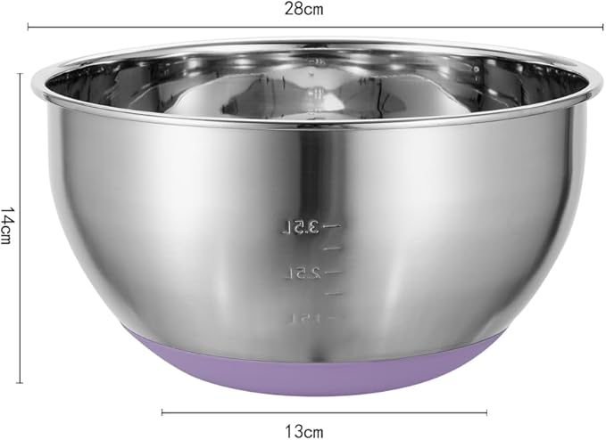 Mixing Bowl Large Stainless Steel 5 Quart Deep Bowl Kitchen Metal with Non-slip Bottom for Baking Cooking Marinating & Food Prep Serving, Dishwasher Safe