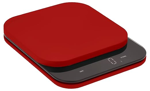 Mensura Kitchen Scale Accurate Measurements Made Effortless - Experience Precision Cooking with Battery - Powered Convenience - Requires 3 AAA Batteries for Reliable Performance (Red)