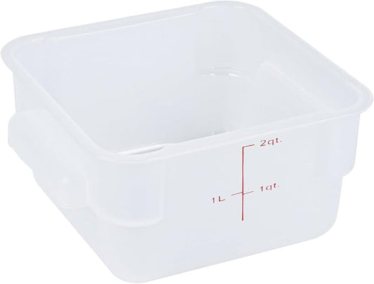 Restaurantware - Met Lux 2 Quart Food Storage Container, 1 Translucent Storage Container - Lids Sold Separately, Green Volume Markers, Dishwashable Container, Side Handles, For Storing Foods