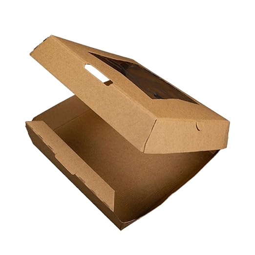 Southern Champion Tray 07C1109 Pizza Clamshell, Square, Kraft, Natural, Window, Study and Disposable (Pack of 200)