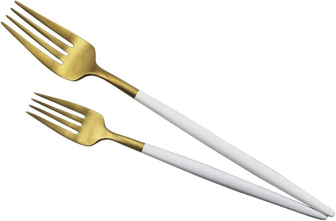 JASHII Luxury Wthie Gold Flatware, Silverware Sets, 20-piece Elegant Cute 18/10 Stainless Steel Silverware Set for Eating Home Kitchen Hotel Restaurant, Service Sets for 4 People, Dishwasher Safe
