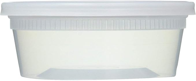 Mr Miracle 8OZ Deli Containers with Lids - 24 Pack of 8 oz Clear Airtight Reusable Plastic Food and Multi-Purpose Deli Containers - Microwave, Freezer, and Dishwasher Safe