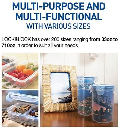 (Pack of 3) LOCK & LOCK Airtight Rectangular Tall Food Storage Container 43.96-oz / 5.49-cup