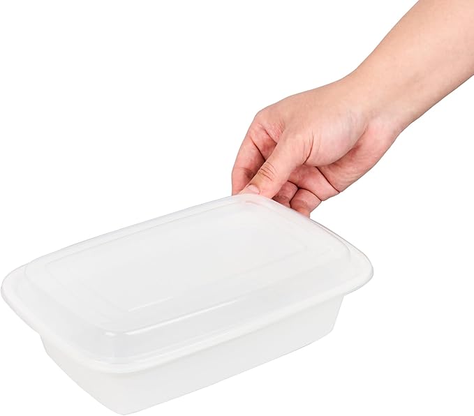 Restaurantware Asporto 38 Ounce Take Out Containers, 50 Food Containers With Lids - Microwavable, Disposable, White Plastic To Go Food Containers, No BPA, For Take Out And Delivery